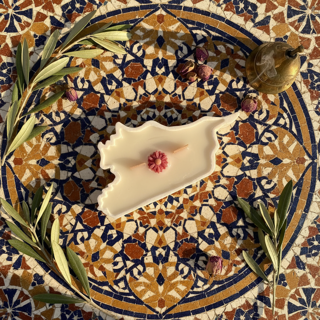 صورة من الأعلى على بلاط موزاييك سوري تقليدي