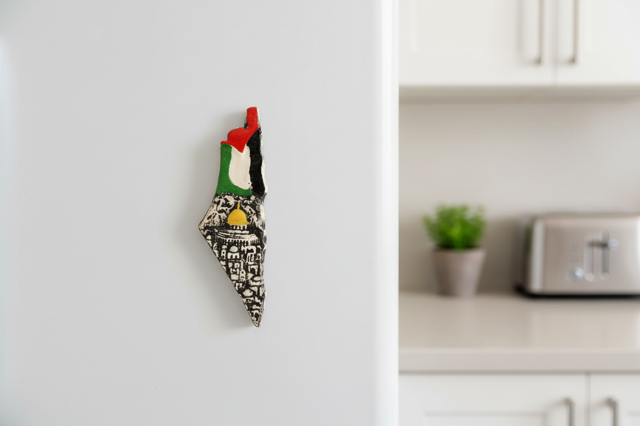 خريطة فلسطين على الثلاجة - منظر أمامي