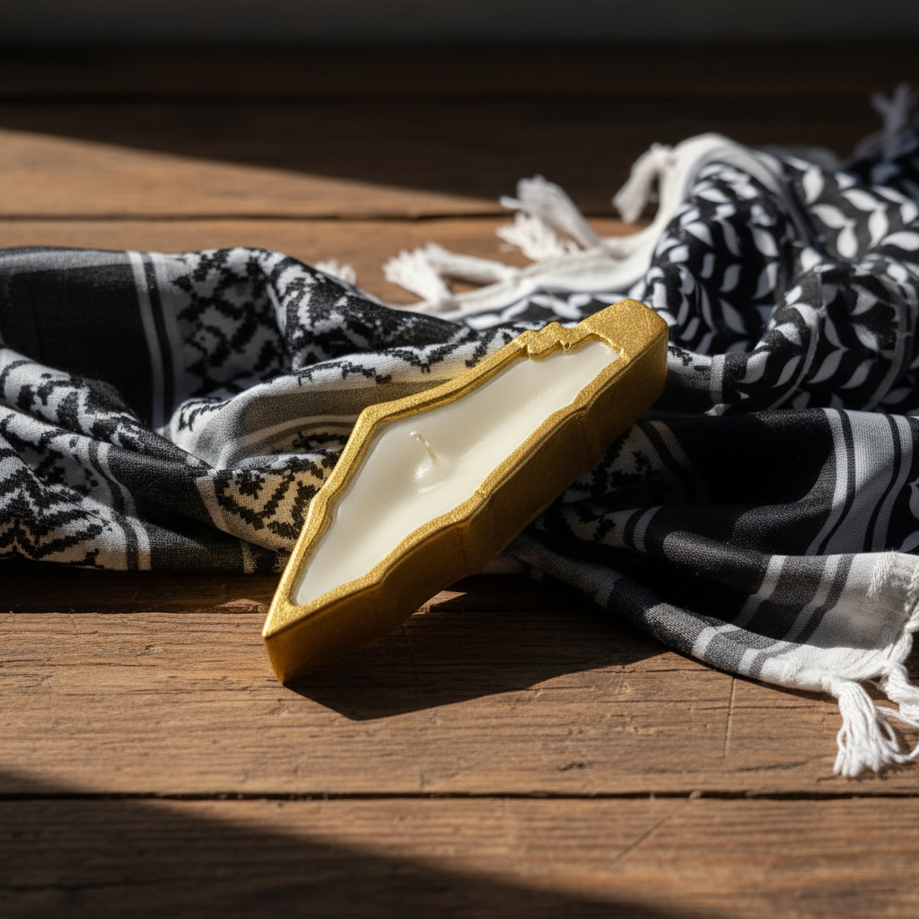 Gold Candle - Wooden Surface