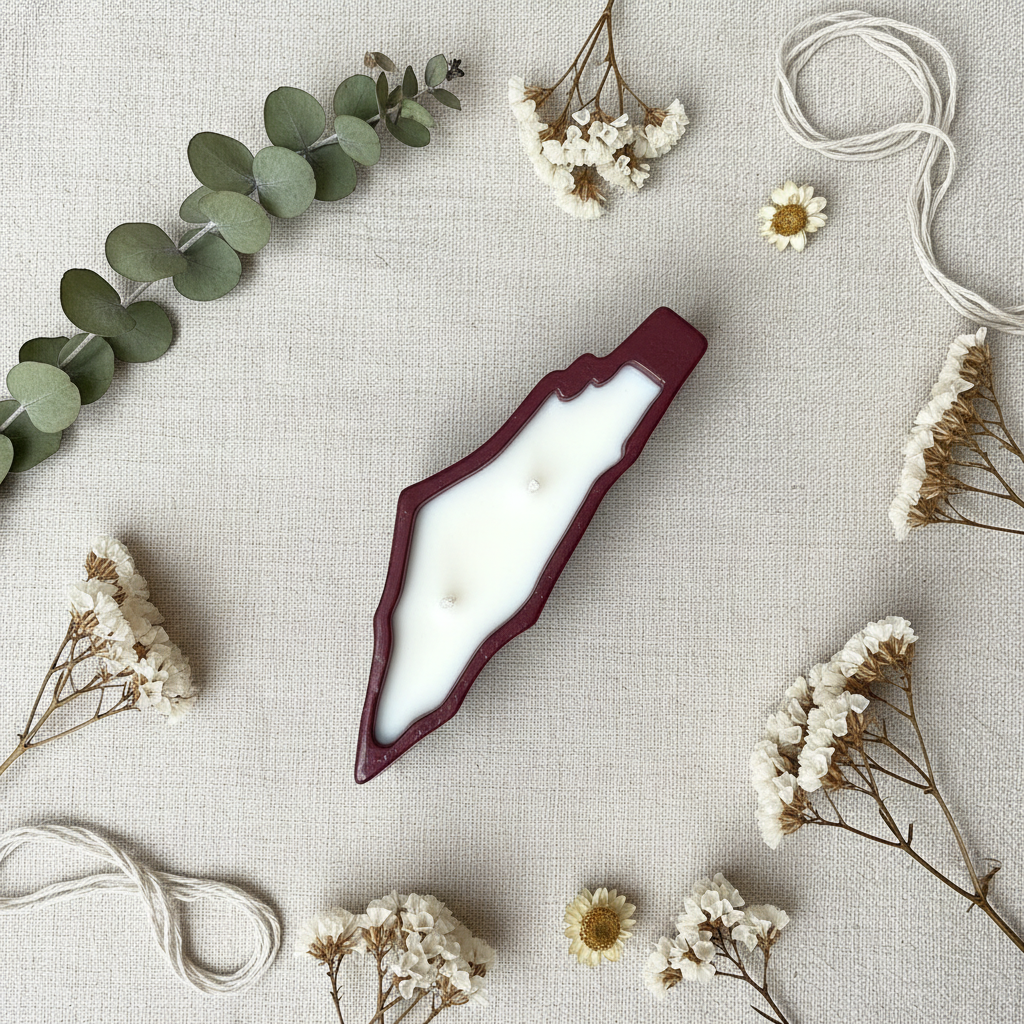Palestine Ceramic Candle - Overhead Flat Lay