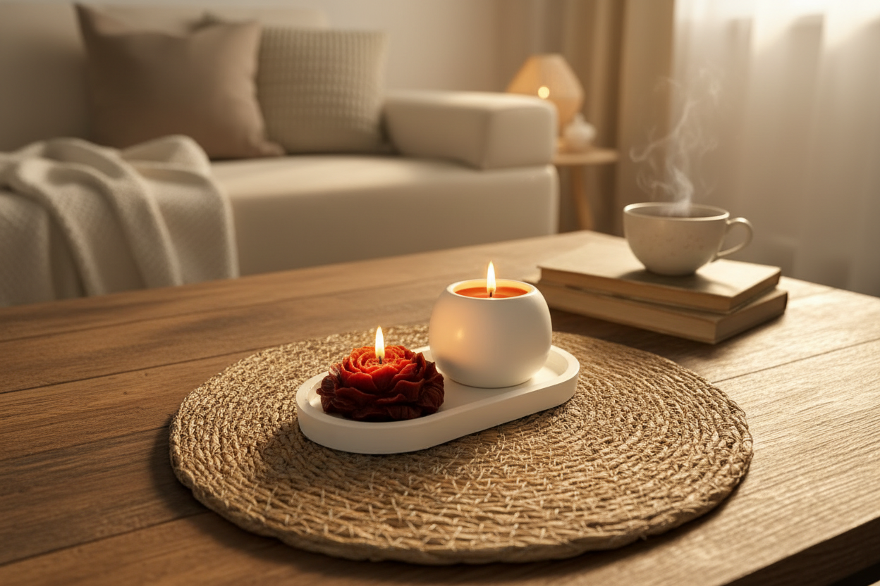 Lifestyle burning candles scene