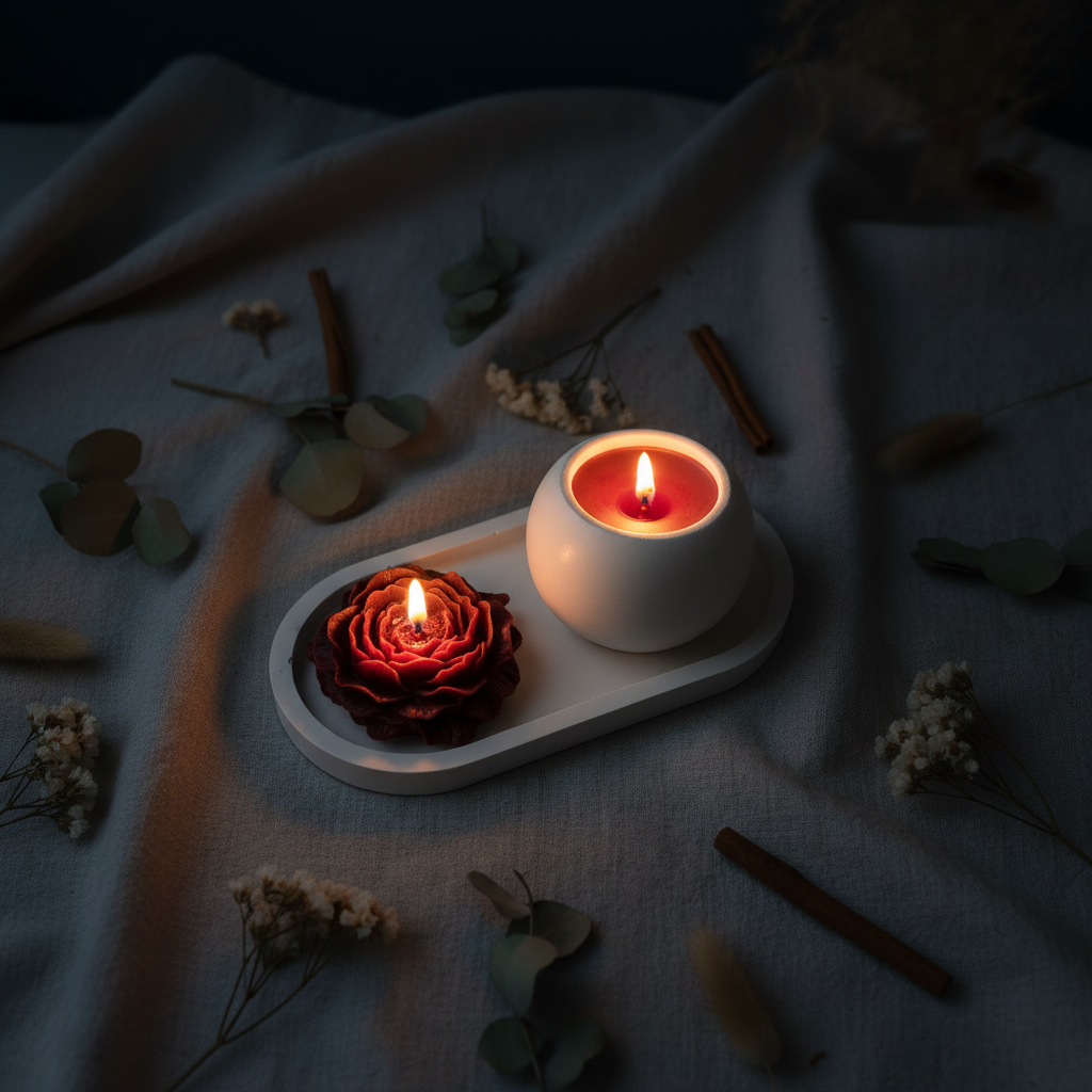 Lit candles evening ambiance