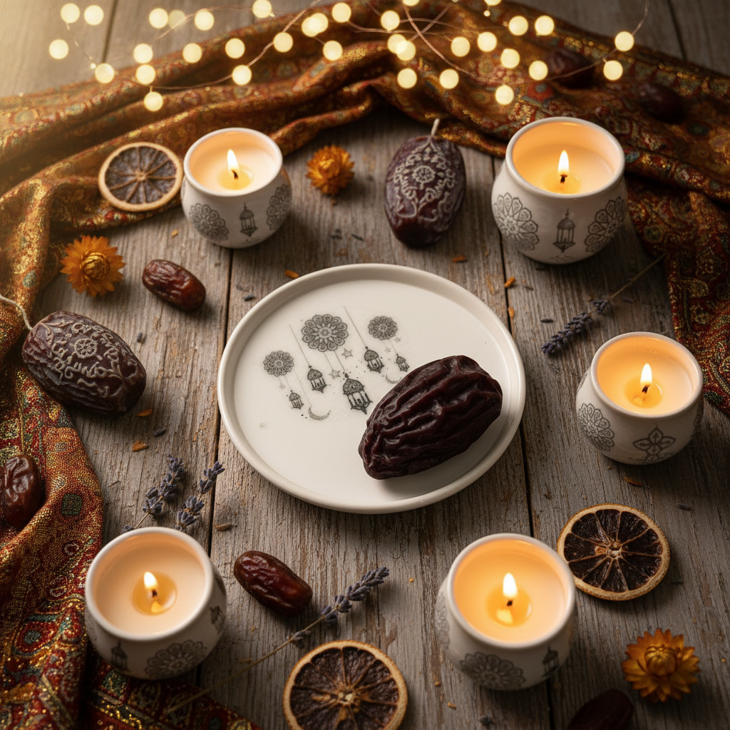 Overhead flat lay Ramadan styling