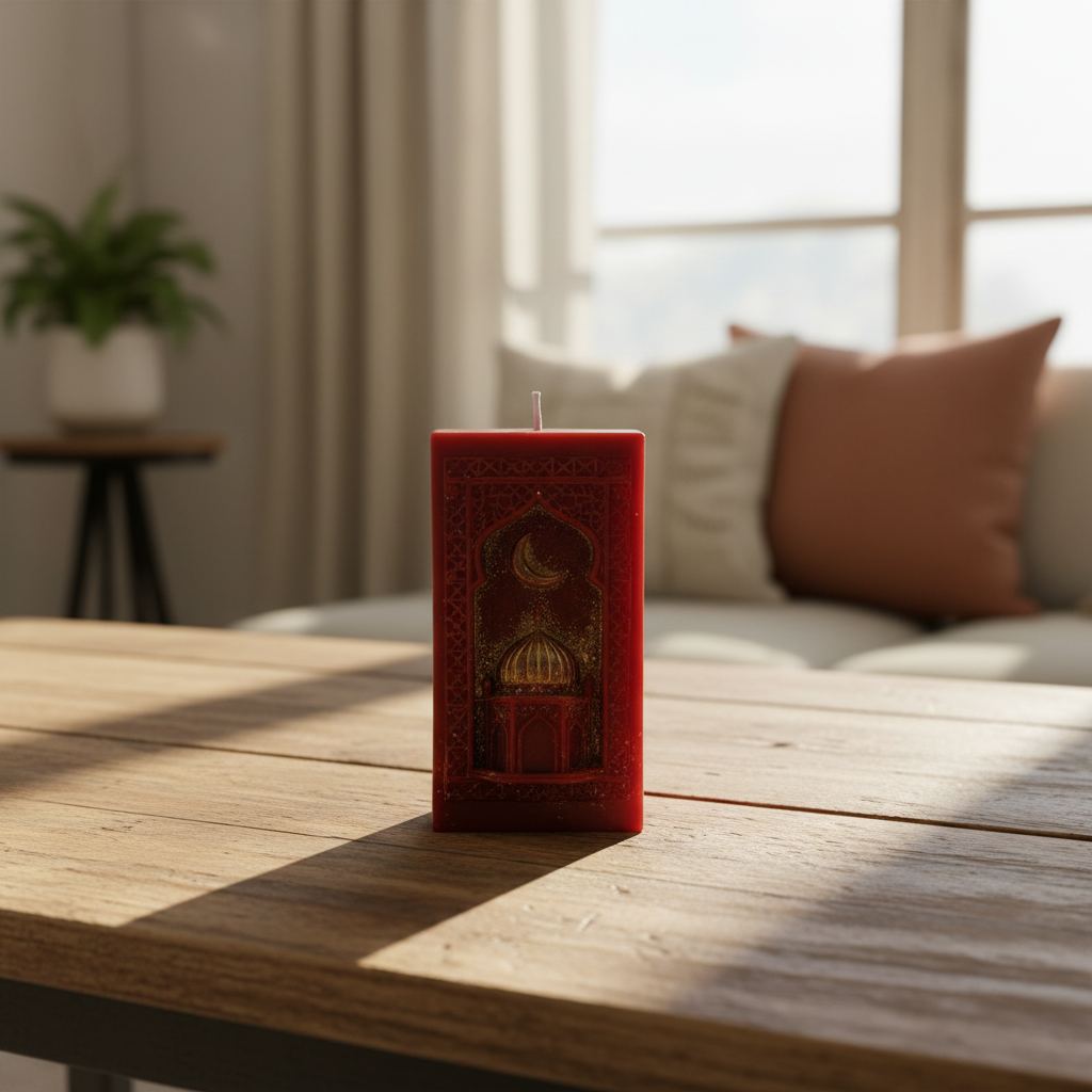 Red Candle - Wooden Table